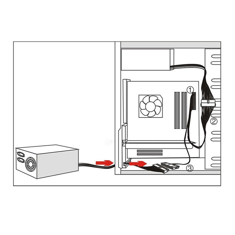 12Inch Dual Psu Voeding 24 Pin 18AWG Verlengkabel, Voor Atx Moederbord, 24 Pin Naar 24(20 + 4) Pin