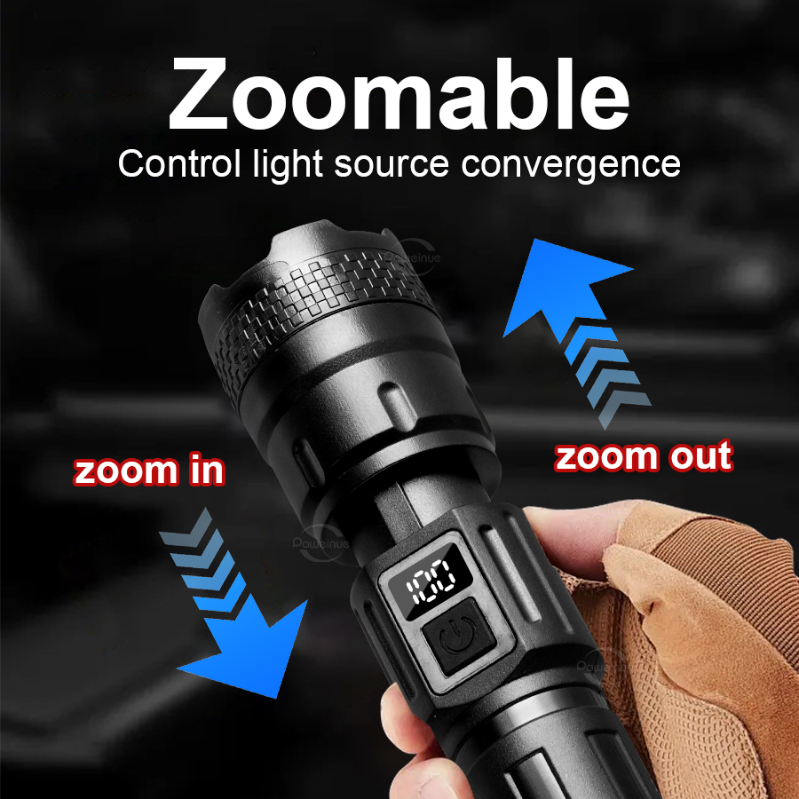 10000lm kraftige ledet-lommelykter 500m abs-lommelykter usb-oppladbare håndlamper vanntett utendørs campinglykt
