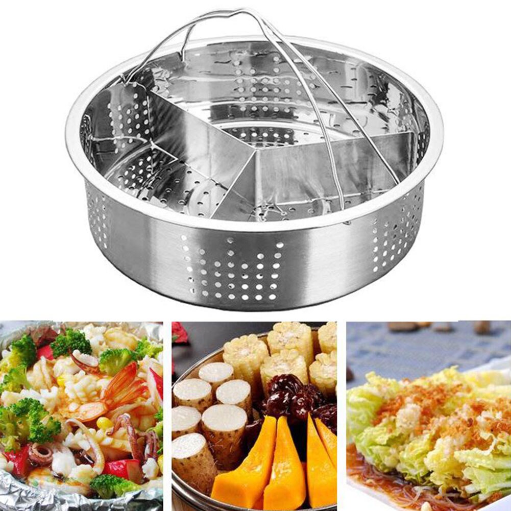 Separador para cocinar verduras, conjunto separador de alimentos duradero, práctico, accesorio de olla, divisor de canasta con rejilla, de acero inoxidable, extraíble