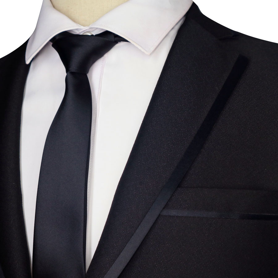 exclusif 59 "Long 5CM hommes maigre cravates noir Polyester soie rayures points Jacquard étroit mince cravate homme cou cravate fête: solid