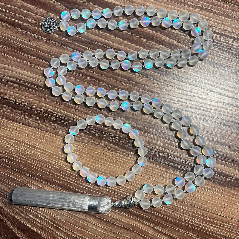8mm cristal austríaco frisado atado 108 mala conjunto meditação yoga oração colar jóias para mulheres charme rosário