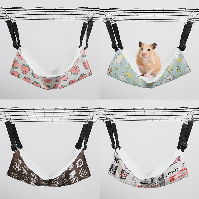 Hamac en peluche pour Hamster, petit Animal, Double couche, sac de couchage épais, nid pour animaux de compagnie, Rat, écureuil, Cage suspendue pour maison