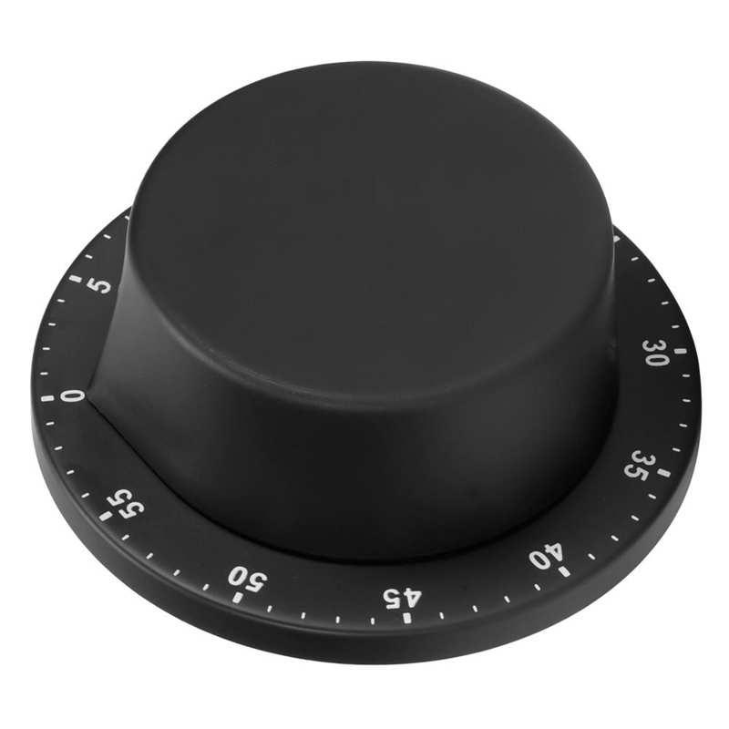 Black Kitchen Mechanical Timer Stainless Steel Reminder for Learning Baking with Magnet