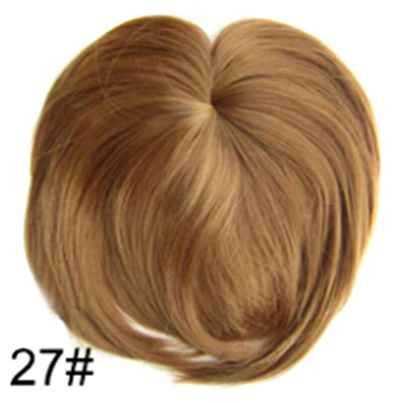 Silky Clip-Op Haar Topper Pruik Hittebestendige Vezel Haarverlenging Voor Vrouwen Nette Front Fringe Haarstukje Natuurlijke Zachte synthetische: 27