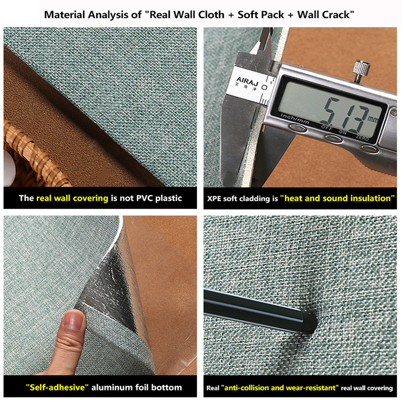 Soft Wall Panel Self-adhesive Wall Cloth Soft Package Decoration 3D Wallpaper Hotel TV Background Bedroom Wall Stickers