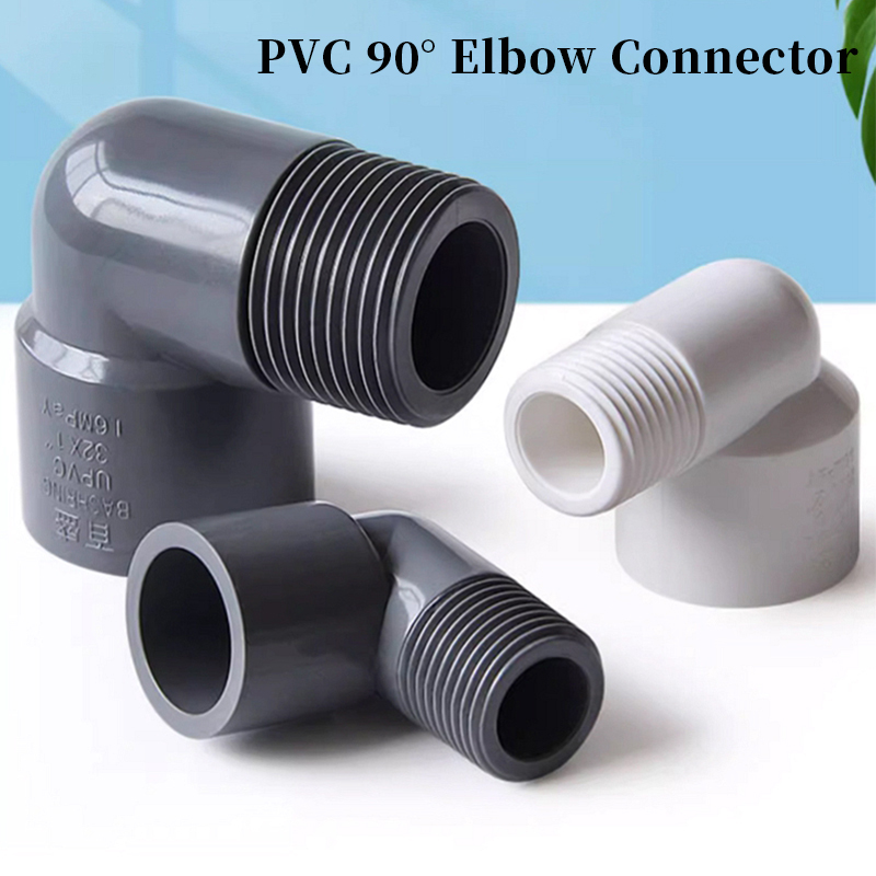PVC 90° Connector 20 25 32mm To 1/2" 3/4" 1" Equal Reducer Coupling Male Thread Elbow Joint Aquarium Garden Irrigation Fittings