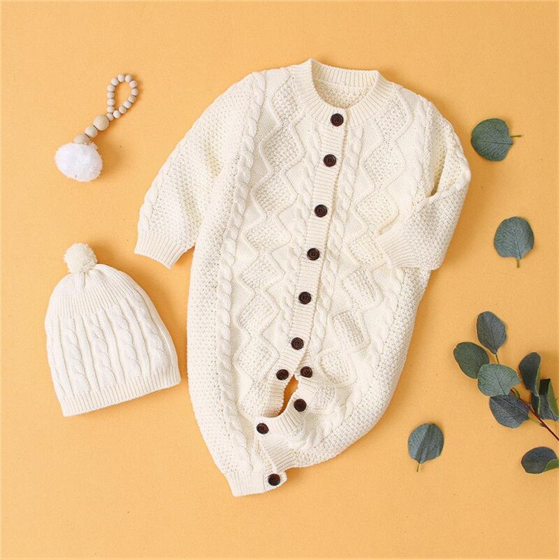 0-18M Winter Warm Thick Sweater For Baby Girl Boy Newborn Kid Clothes Long Sleeve Knitted Romper Long Sleeve Knitwear Outfit