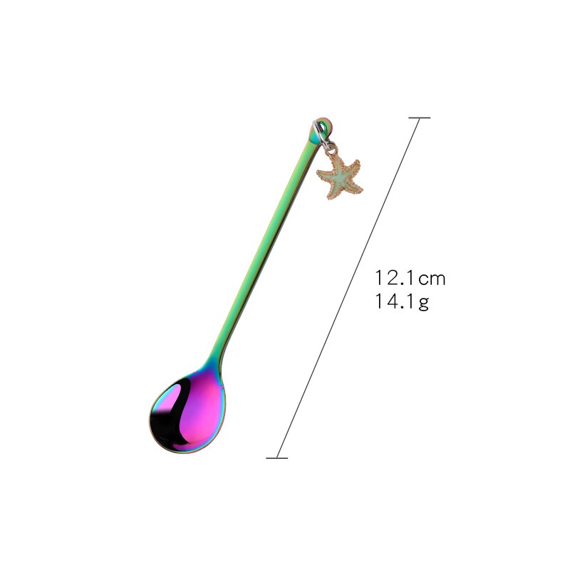 Bunte Edelstahl Kleine Kaffee Löffel Rühren Regenbogen Löffel Schöne Ohrring Abendessen Löffel Griff Teelöffel Küche Geschirr