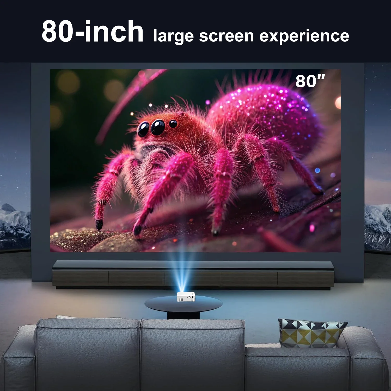 Tragbarer Projektor mit kleinem , HDMI-USB-Schnittstellen, integriertem Lautsprecher, EU/US-Stecker zur Verwendung auf Reisen