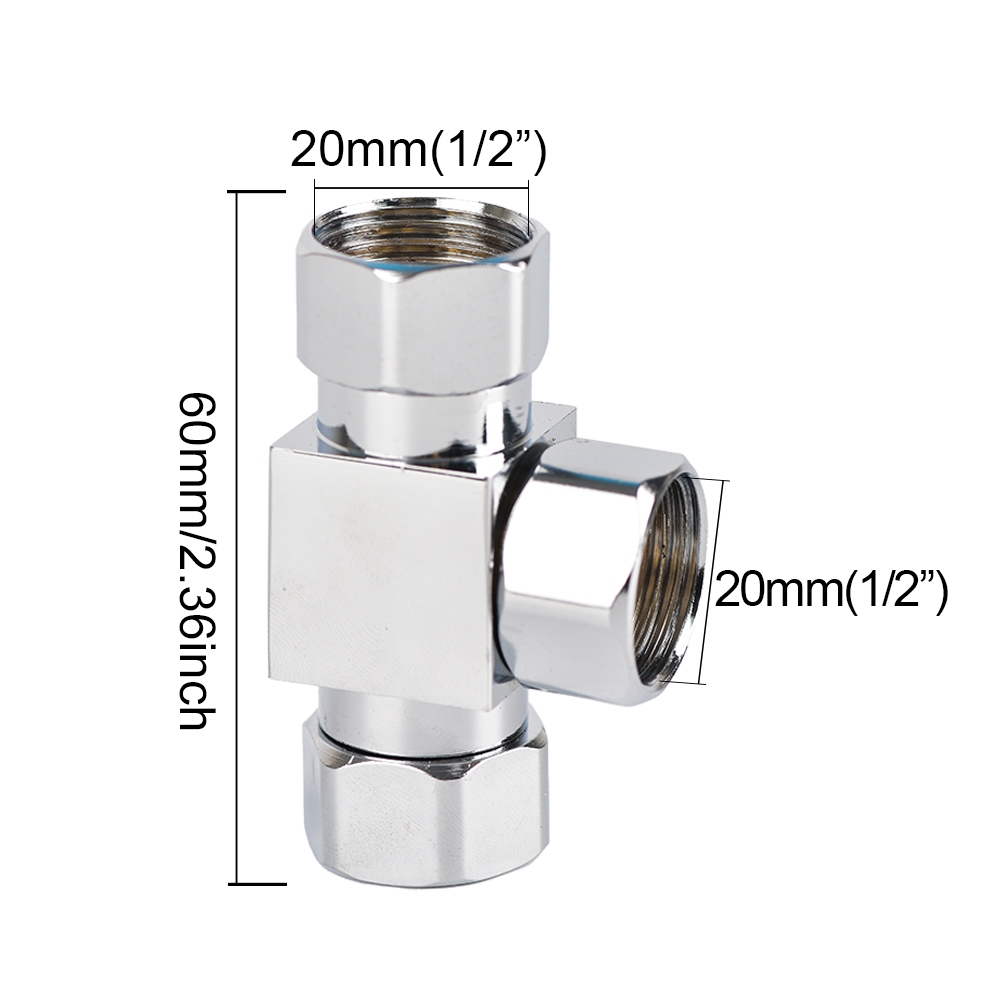 3-Way Electroplated Stainless Steel Shower Adapter 1/2inch Shower Diverter One-in-two-out Joint Water Pipe Fittings: Navy Blue