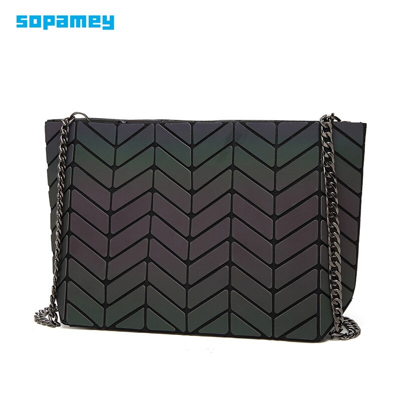 Neue Bao Taschen für Frauen Leucht Kette Lightnig sac bao Tasche Diamant Geometrie Schulter Taschen Einfachen Klapp Messenger Taschen bolso