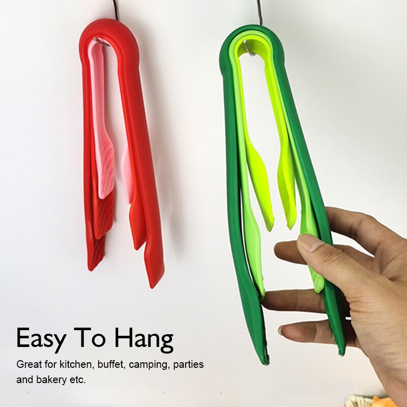 Mini pinzas de plástico para la cocina, utensilios antideslizantes para servir Buffet, ensalada, pan, accesorios de cocina, 3 piezas