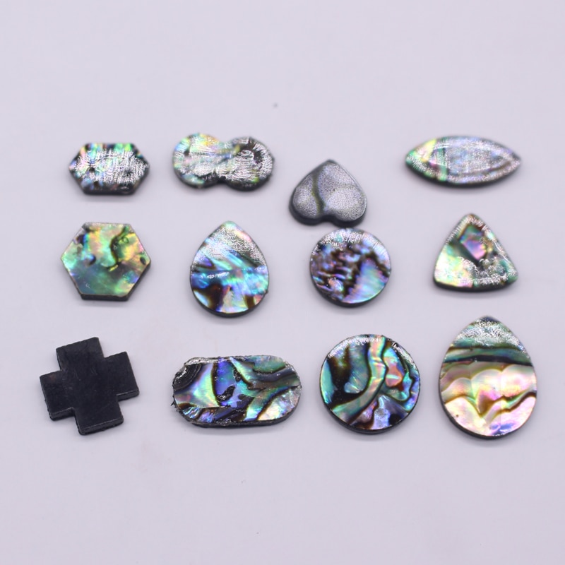10 stuks oorbellen met natuurlijke abalone schelpen, liefdesringen met cabochon kralen en een platte achterkant, doe-het-zelf sieraden maken  c49