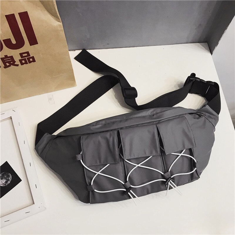 Marca original grande-capacidade saco de peito de rua personalidade trabalho feito com ferramentas saco de função casal tendência japonesa saco de desporto saco do mensageiro: CINZA