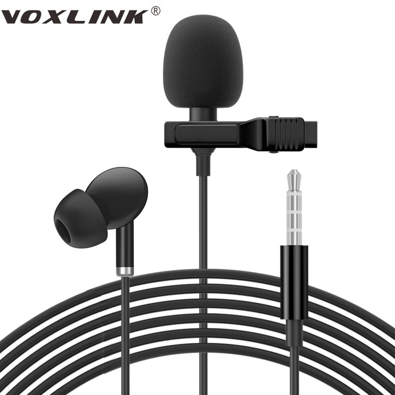 Voxlink Clip Op Revers Mic Professionele 3.5Mm Plug Met Draad Voor Interview Opname Lavalier Condensator Microfoon Oortelefoon