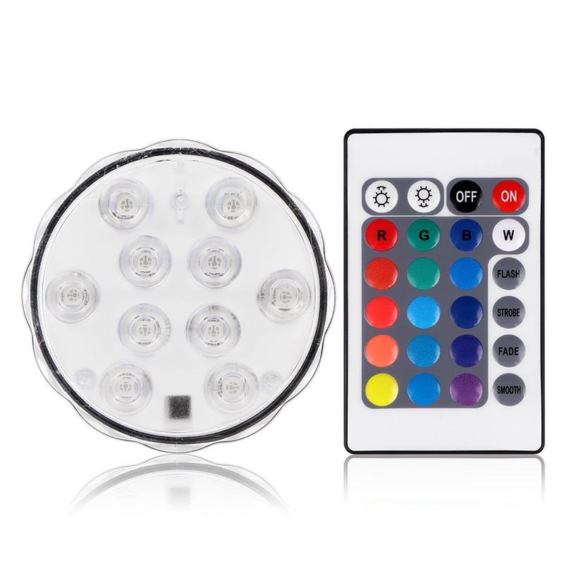 10Led Remote Controlled RGB Submersible Light Battery Operated Underwater Night Lamp Outdoor Vase Bowl Garden Ambient Light