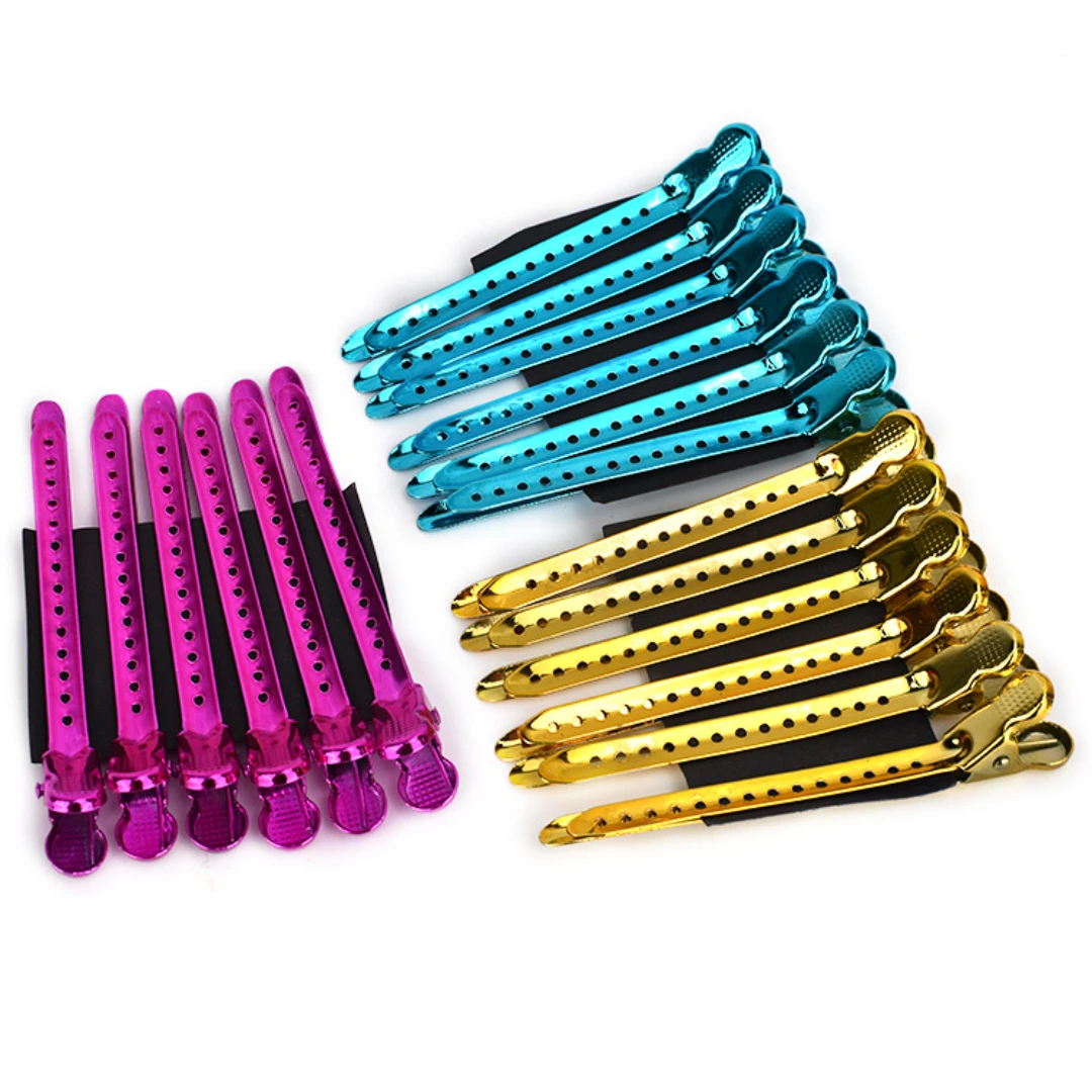 12pcs Alligator Hair Clips Hairdressing Clamps Steel Hairpins Hair Claw Barber For Curly Hair Style Partition Clips