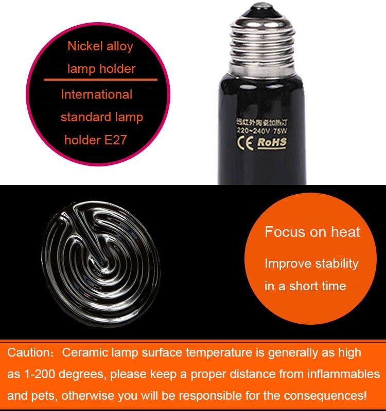 Huisdier Verwarming Lamp Voor Reptielen E27 220V Keramische Lamp Keramische Emitter Warmte Lamp Ver Infrarood Lamp 25W 50W 100W 200W Keramische Warmte