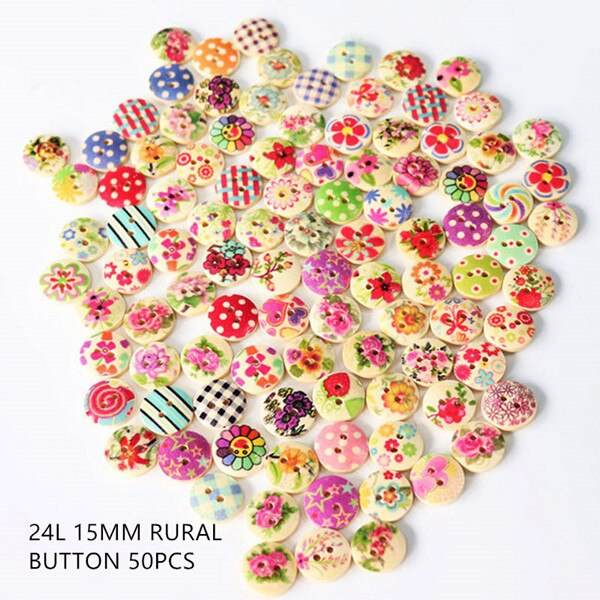 Botones de madera redondos y coloridos para bebé, botón de madera natural rosa, botones de para ropa, accesorios de costura de ropa: Rural buttons