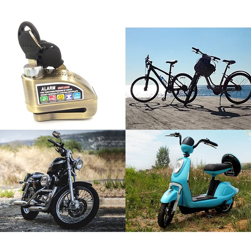 Alarm Lock Waterproof Motorcycle Alarm Lock Bike Lock Security Anti-Theft Lock Moto Disc Brake Ock Auto Parts