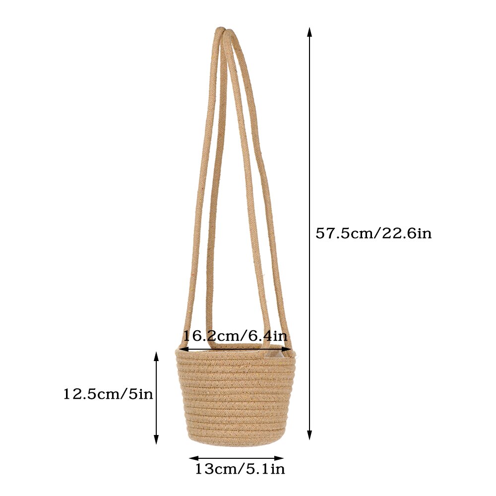 Garten Pflanzen Aufhänger nordisch Jute Seil Hängen Pflanzer Gewebt Hängen Pflanzer Lagerung Korb Makramee Anlage Halfter Dekoration: D