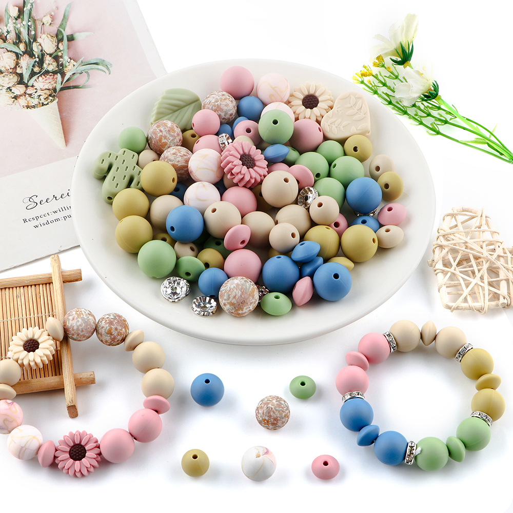 Sunrony 10 st silikonpärlor med 20/30mm blommor för smyckestillverkning, gör-det-själv-pärlor, prästkragefokus, pärlbar penna, armband, nyckelringstillbehör