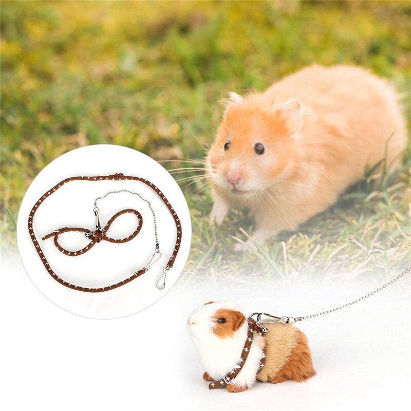 Cute Adjustable Pet Rat Mouse Hamster Harness Rope Hamster Leashes Lead Collar For Rat Mouse Outdoor Supplies