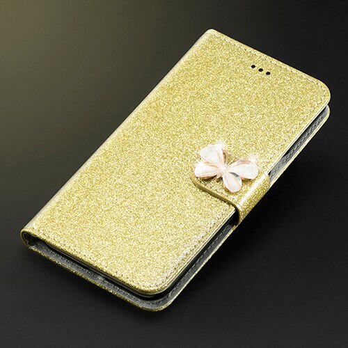 Para Huawei Honor 3C/G630 G630-U20 G630-U10 nueva cubierta de lujo Flip Pu Funda de cuero con ranura para tarjeta cartera: Golden butterfly