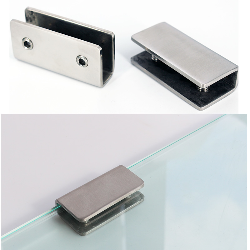 , Dikke 304 Roestvrij Staal Glas Clip/Klem, Geborsteld/Heldere Oppervlak, Plank Ondersteuning, glas Dikte: 6-12Mm,