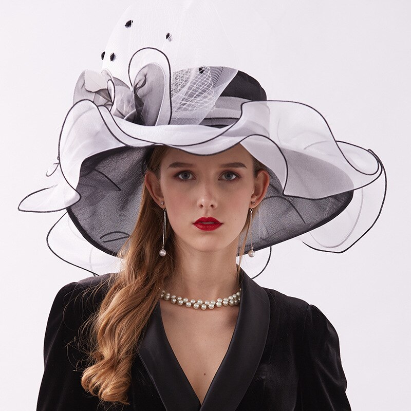 Bruidshoeden voor dames bruiloften bloemenhoeden organza chapeau de mariage bruidsjurk accessoires 4 kleuren: Nr . .1