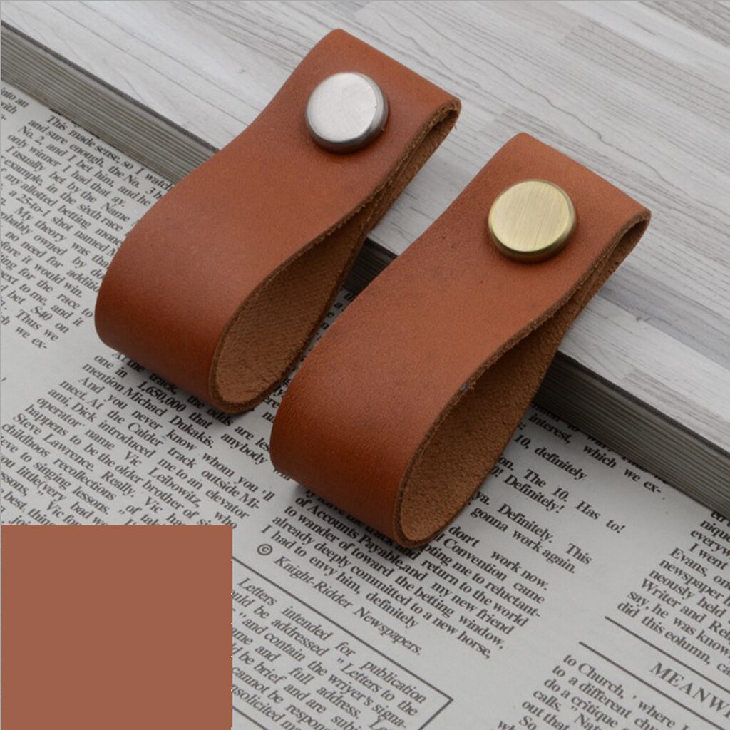 Tiradores de armario de cuero hechos a mano, estilo europeo, minimalistas, suaves, para cocina, cajón de almacenamiento, muebles, Asa DIY, 8 Uds.
