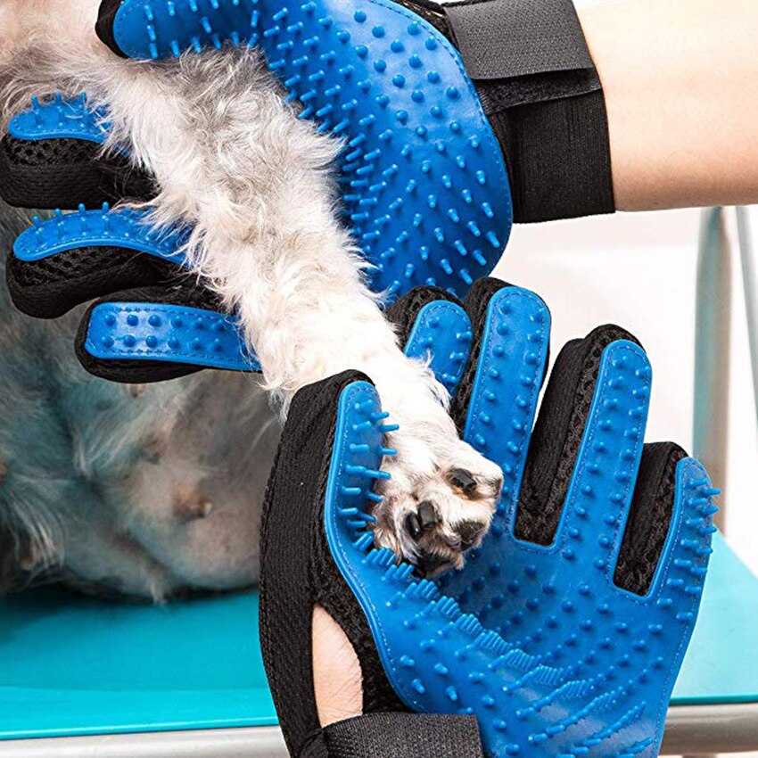 Pflege Handschuh für Hunde Kamm Handschuh für Haustier Katze Finger Reinigung Massage Handschuh für Ebene Pflege Haustier Hund Haar Deshedding pinsel
