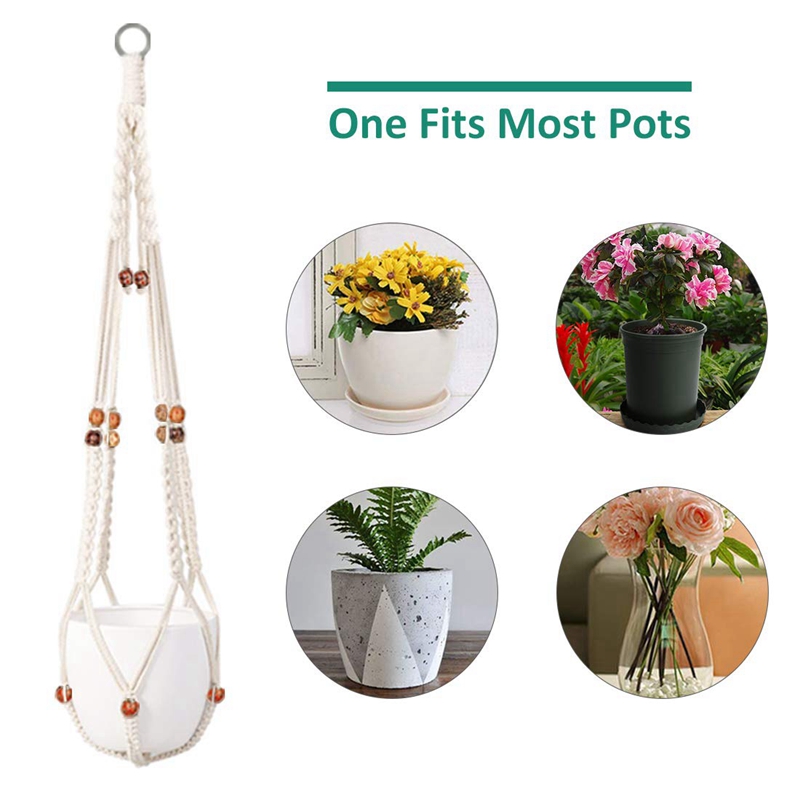 Colgadores de macramé para plantas de diferentes niveles, juego de macetas colgantes de cuerda de algodón hechas a mano, soporte para macetas, para interior, 5 paquetes