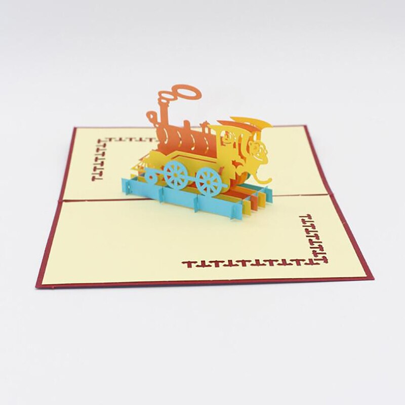 Aap 3d pop-up kaarten verjaardag met envelop sticker geluk trein gesneden uitnodiging dier wenskaart ansichtkaarten doos