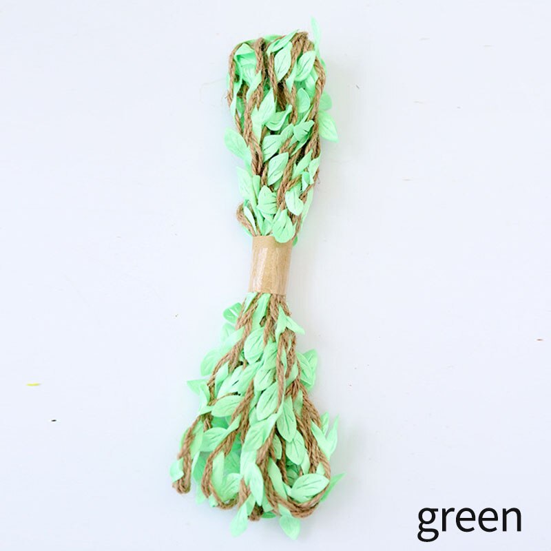 Rustic Simulation Green Leaves DIY Wedding Decor 10M Bouquet Packaging RopesMultifunction 5MM Weaving Hemp Rope: green