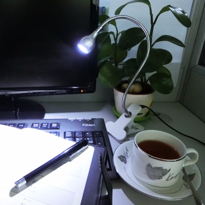 USB Flexible Reading Book Flashlight 12 LED Warm White Light Lamp With Clip For Laptop Notebook PC Light