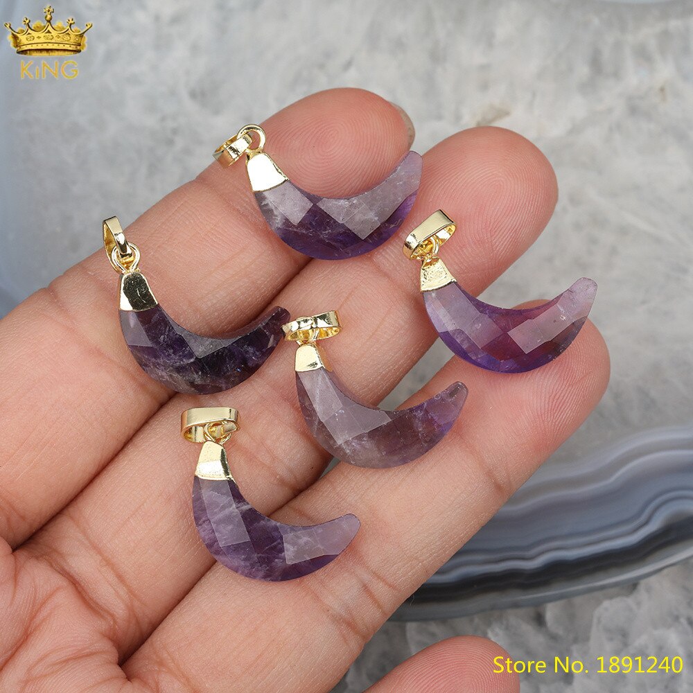 5 Pz/lotto Naturale Del Sole di Pietra di Luna a Forma di Del Pendente Per La Collana, barre di oro Bianco di Cristallo Del Pendente Pendenti E Ciondoli Per Orecchini FAI DA TE HS-83KBI: Amethysts Quartz