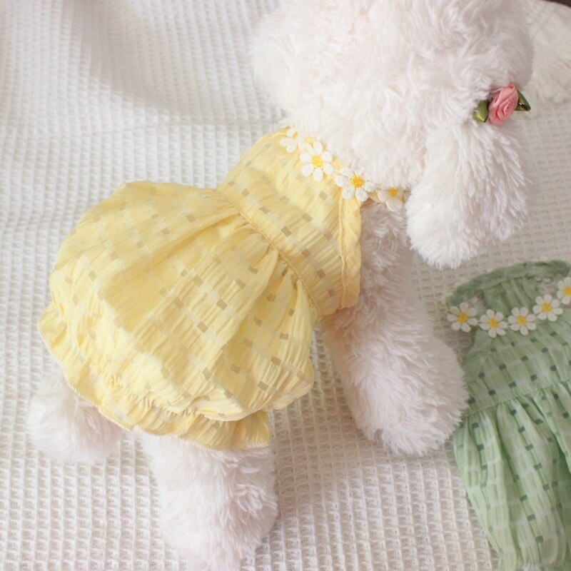 Saia de algodão fresco para pet, roupa de cachorro, saia para yorkshire chihuahua pomeranian poodle, bicão, roupas para cachorro, gato, peluche, verão