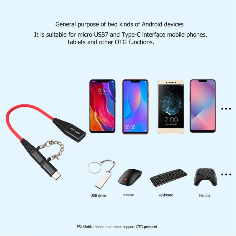 Kabel Adapter OTG ALLOYSEED 2 w 1 USB-C Męski + Micro USB Męski do USB 2.0 Żeński