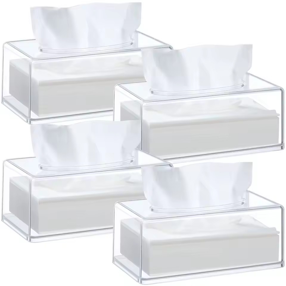 Caja dispensadora de pañuelos transparente de plástico, caja de pañuelos transparente para restaurante y Hotel, estante de papel, organización de cocina, 1 Uds.