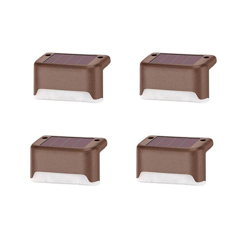 Luces Led solares de exterior de 8/4/1 Uds., luces de paso a prueba de agua, lámpara Solar de valla para Patio, escaleras, luz Solar de jardín: Brown 4PC