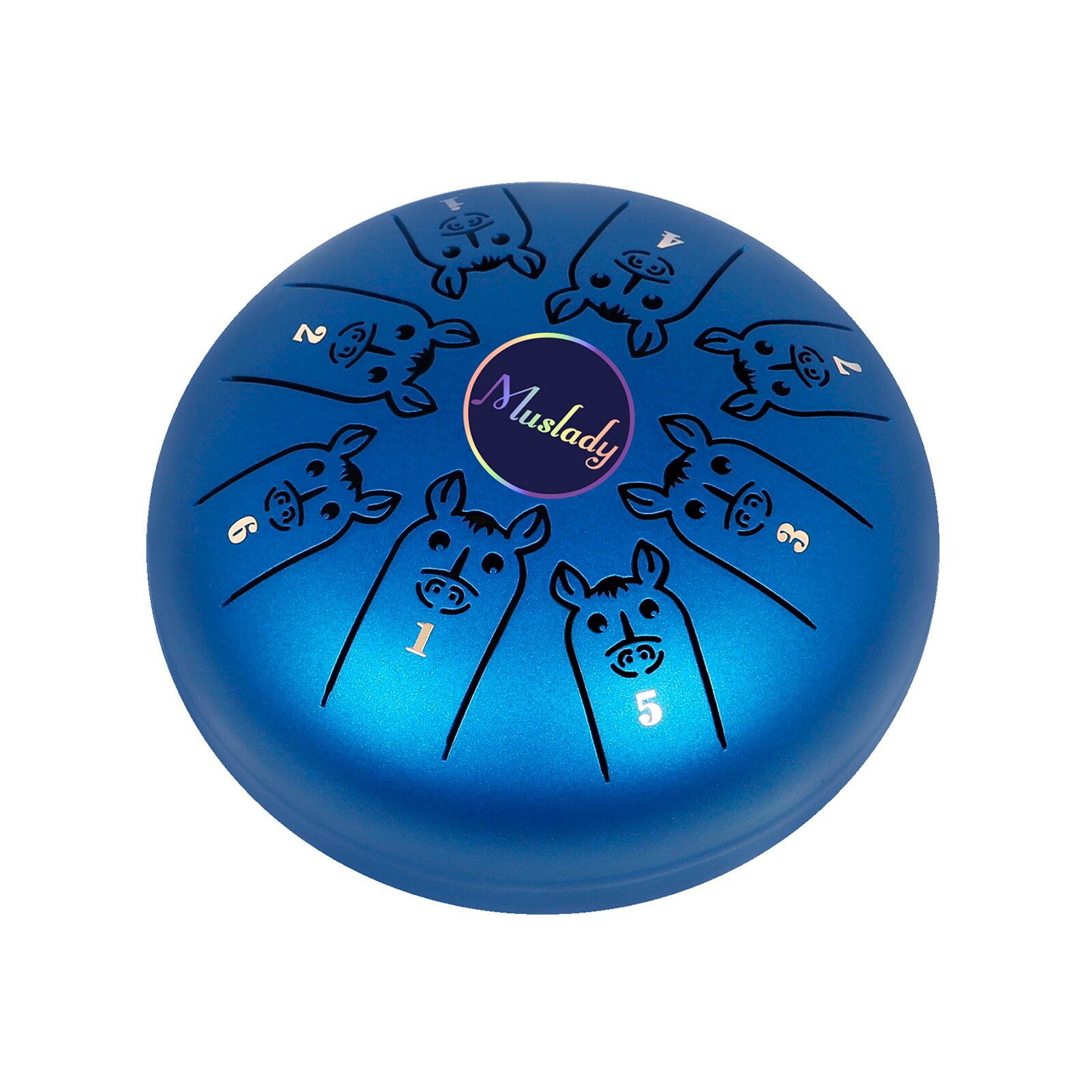 Muslady 5.5 Inches Mini Steel Tongue Drum 8 Notes C Key Handpan Drum Chinese Zodiac Patterned Tank Drum Percussion Instruments: Dark blue