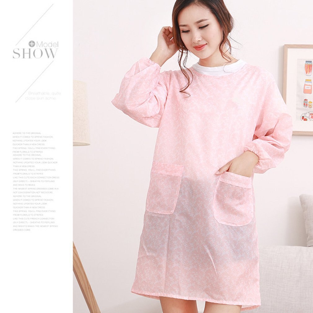 Korean Home Kitchen Long-sleeved Apron Adult Smock Unisex Anti-wear Waterproof Anti-oil Overalls