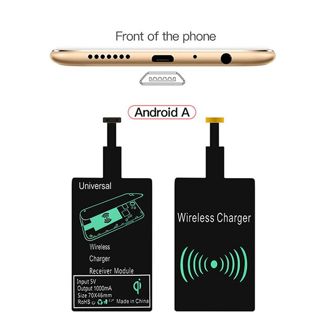 Micro USB Type C Wireless Charge Receiver Fast Charging induction Charger For iPhone Huawei Xiaomi Redmi Mobile Phone Charge Pad: For Type A