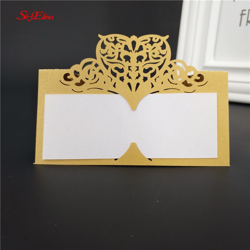 50pcs Party Table Name Guest Place Cards Favor Decoration Wedding Card birthday party Supplies Seating Decoration 5zSH871-50: Golden