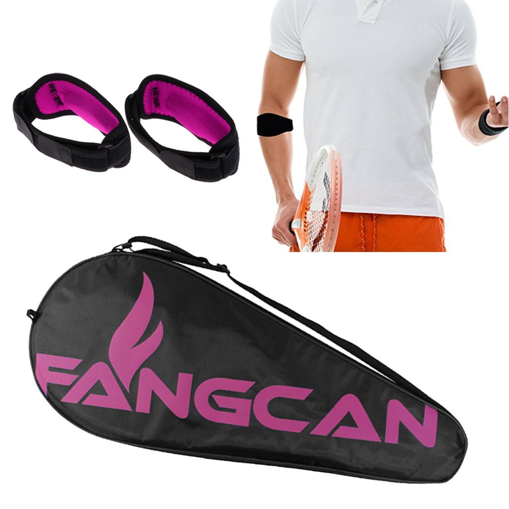 Waterdichte Tennisracket Tas Schouder Pack + 2 Stuks Elleboog Brace Ondersteuning Band Met