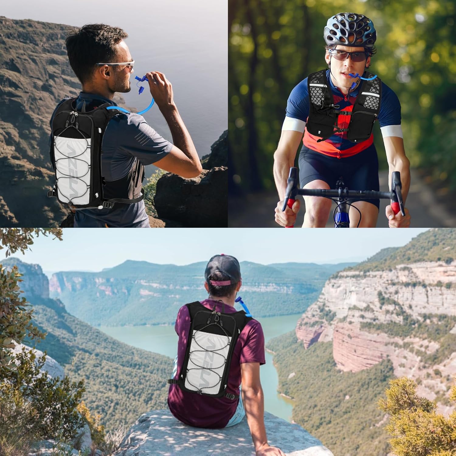 Laufweste für Damen und Herren, leichter Trinkrucksack mit 2L Wasserblase, hydro-Tagesrucksack zum Wandern, Trailrunning, Skifahren
