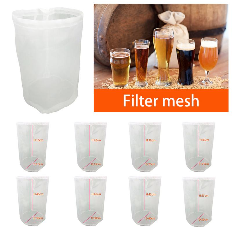 Bolsa de filtro de vino para elaboración de cerveza, 8 tamaños, para té, frutos secos, jugo, leche, nailon, filtro de red reutilizable
