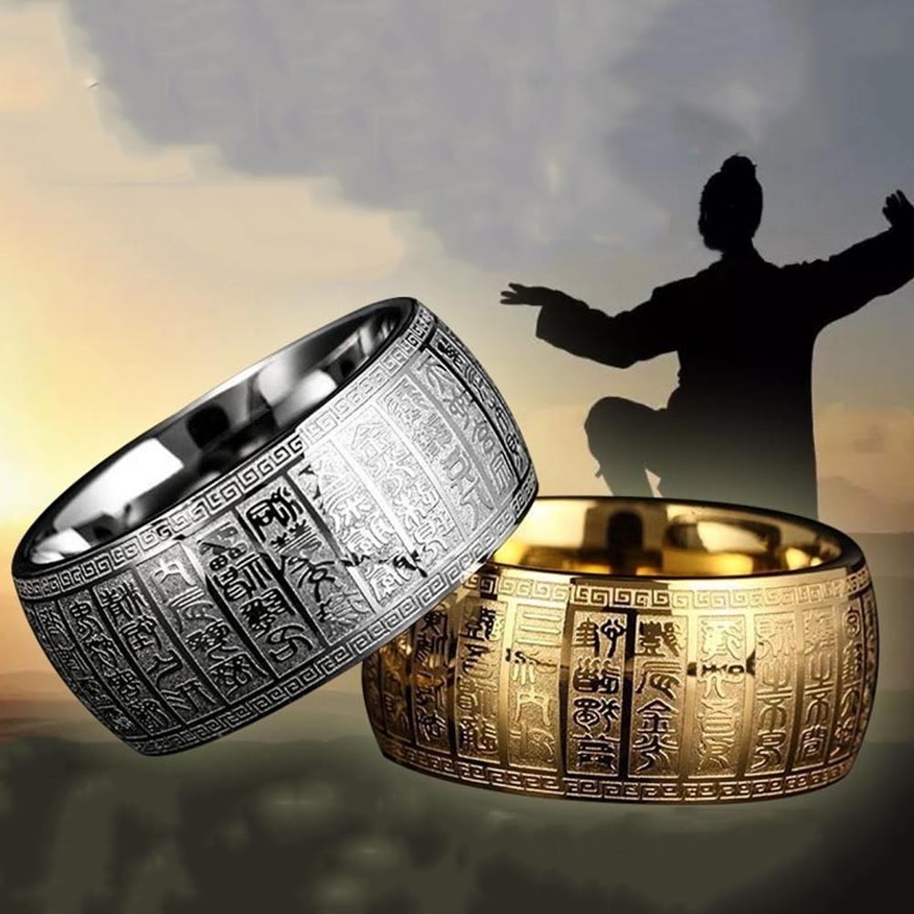 Overnaturlig herre #39 signet bred tommelfingerring udskåret gammel af kinesisk buddha skrift ringe til mænd solomon taoisme ring