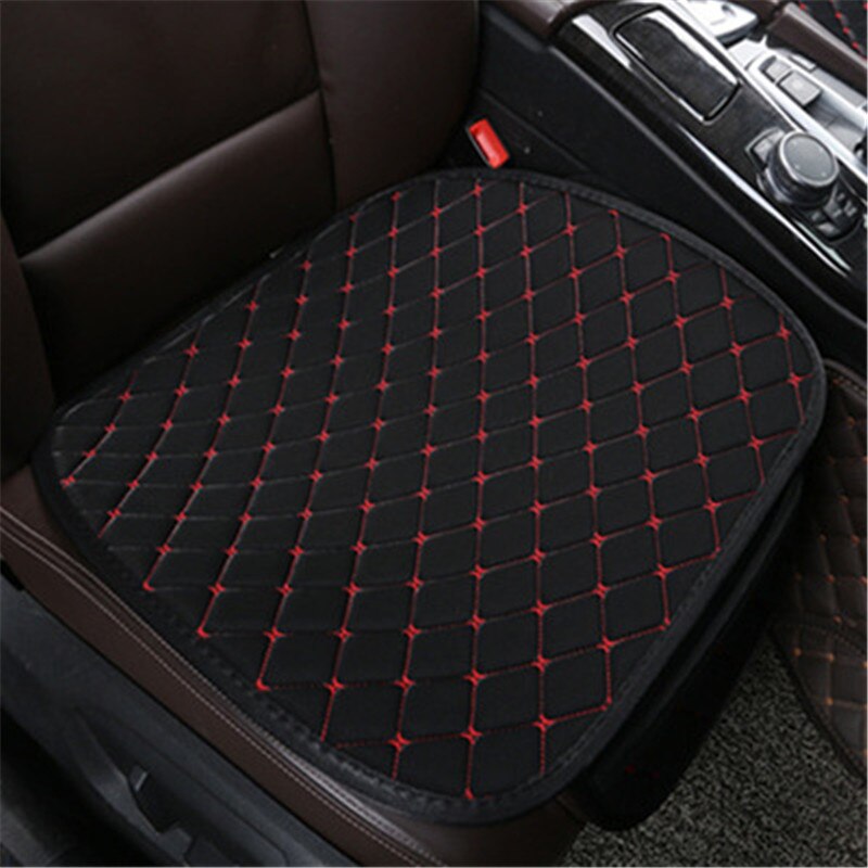 Fundas de lino para asiento de coche, Protector de tela de lino para asiento delantero y trasero, no deslizante, accesorios universales: Black red front 1pc